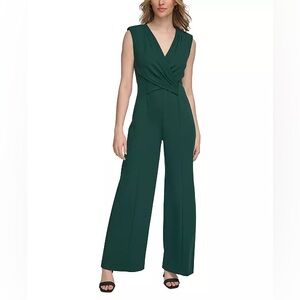 Calvin Klein Surplice Straight-Leg Jumpsuit 6 Emerald Green Wedding Classy Sexy